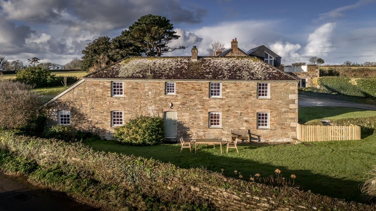 An aerial view of Chenhalls Barn, Cornwall
